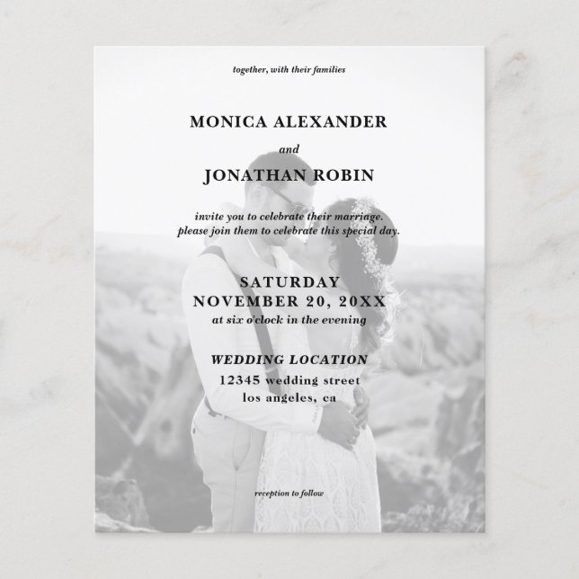 Modern Black & White Foto Wedding Flyer (Vorne)