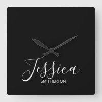 Modern Black White Full Name Elegant Minimal