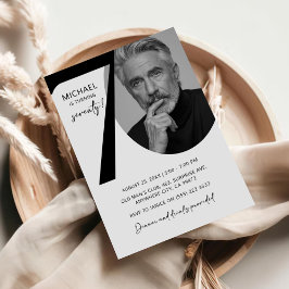 Modern Black & White Geburtstagsparty im 70. Foto Einladung