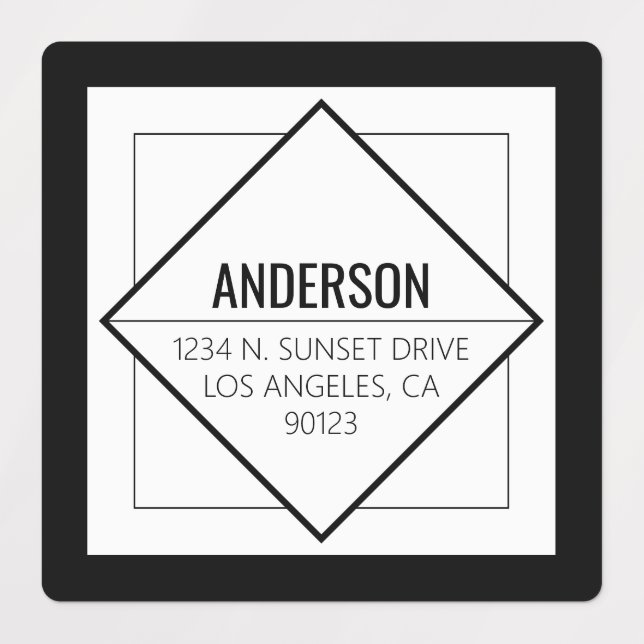 Modern Black & White Geometric  Etiketten (Design 1)