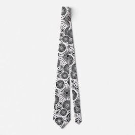 Modern Black White Geometric Flowers Starburst Krawatte