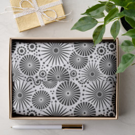 Modern Black White Geometric Flowers Starburst Seidenpapier