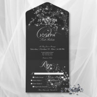 Modern Black & White Glam Diamonds Dinner