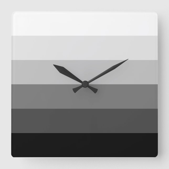 Modern black white gray scale gradient pattern quadratische wanduhr (Vorderseite)