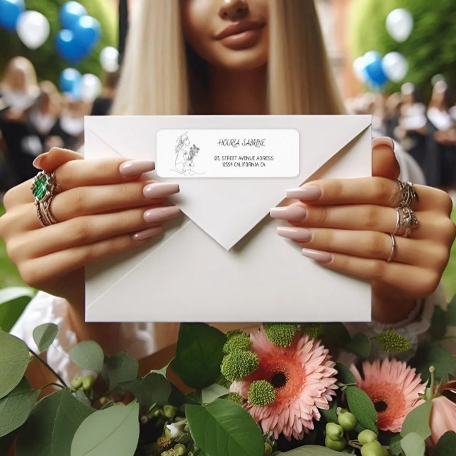 Modern Black white line art Graduate Return Adress (Von Creator hochgeladen)