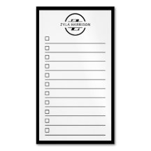 Modern Black White Monogram Name To Do List