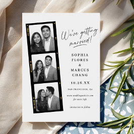 Modern Black & White Photo-booth Filmstrip Wedding Save The Date