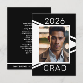 Modern Black White Photo Graduation Announcement Ankündigung