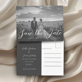 Modern Black & White Photo Save the Date Postkarte