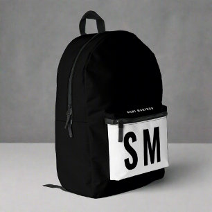 Modern Black & White Player Sportbote Monogram Bedruckter Rucksack
