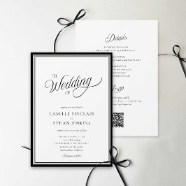 Modern Black & White QR Code All In One Invitation Einladung
