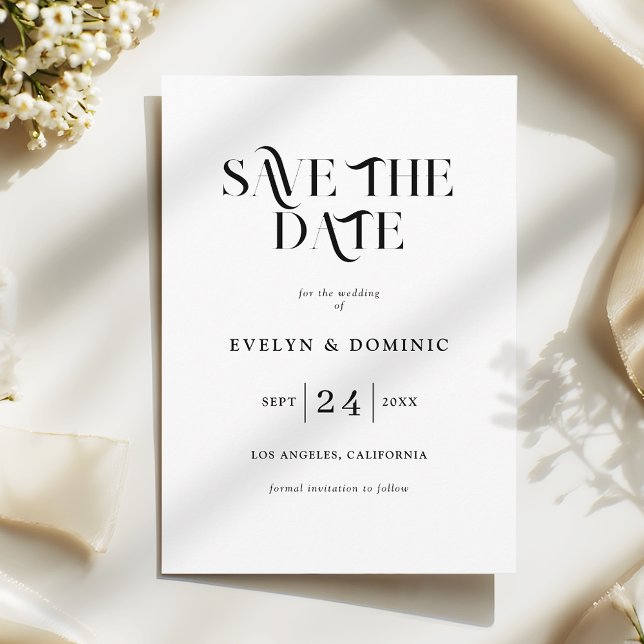 Modern Black White Retro Wedding Save The Date (Von Creator hochgeladen)