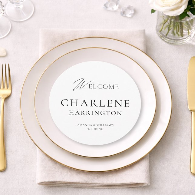 Modern Black & White Round Wedding Sign & Menu Menükarte (Von Creator hochgeladen)