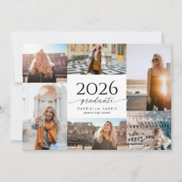 Modern Black + White Script 2026 Graduation Einladung