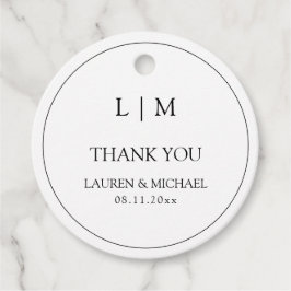 Modern Black & White Simple Monogram Vielen Dank Geschenkanhänger