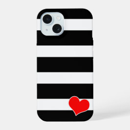 Modern Black & White Striped iPhone 15 Hülle