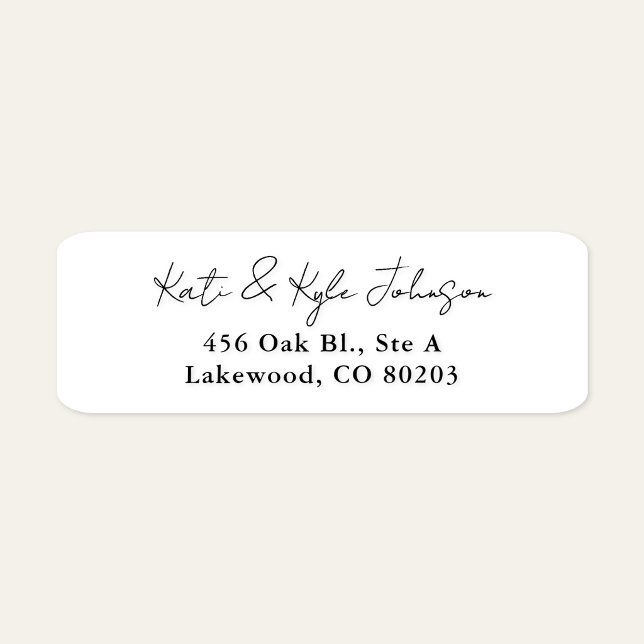 Modern Black White Stylish Script Return Address (Von Creator hochgeladen)