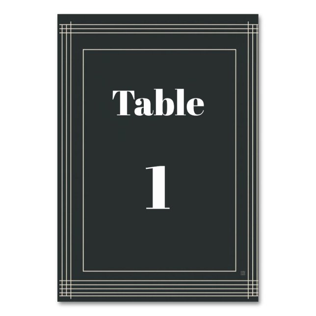 Modern Black & White Table Numbers Template | Cust Tischnummer (Vorderseite)