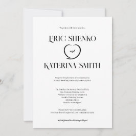 Modern Black & White Text Style Wedding Invite Einladung