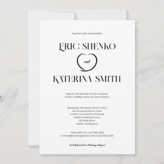Modern Black & White Text Style Wedding Invite Einladung