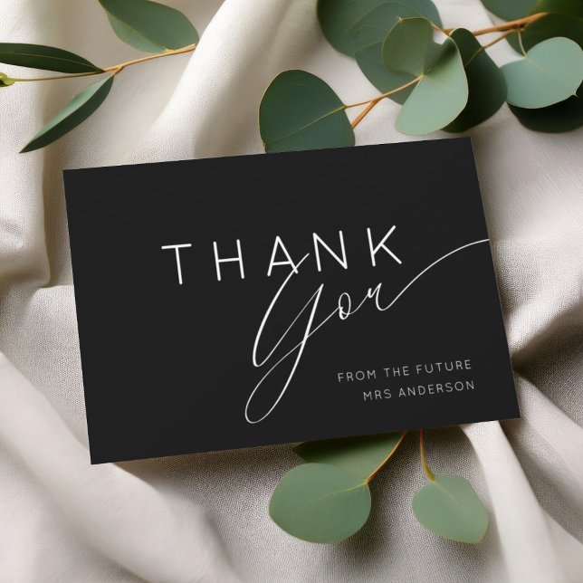 Modern Black & White Thank You Bridal Shower  Dankeskarte (Von Creator hochgeladen)