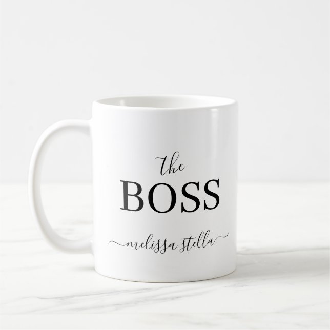 Modern Black & White The Boss Name | Girly Gift Kaffeetasse (Links)