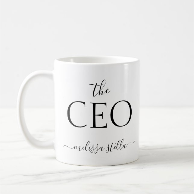 Modern Black & White The CEO Name | Girly Gift Kaffeetasse (Links)