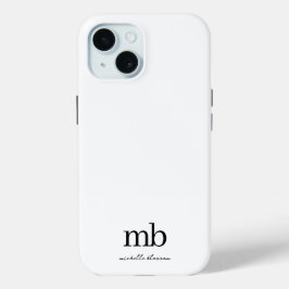Modern Black White Trendy Script Initial Monogram Case-Mate iPhone Hülle