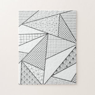 Modern Black White Triangles Geometric Pattern