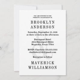 Modern Black & White Wedding Photo Einladung