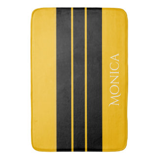 modern black &yellow monogram name badematte