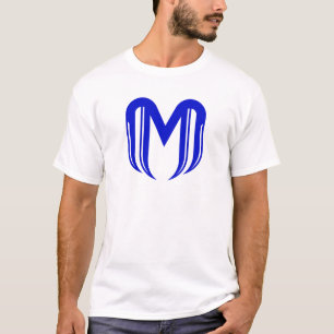 Modern Blau Buchstabe M Minimal T-Shirt