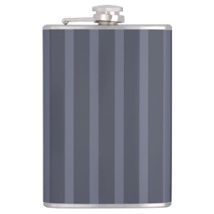 Modern Blau Grau Gestreift Flachmann