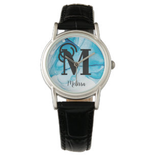 Modern blau marmoriert armbanduhr