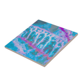 Modern Blau Pink Weiß Abstrakte Farbe Fliese