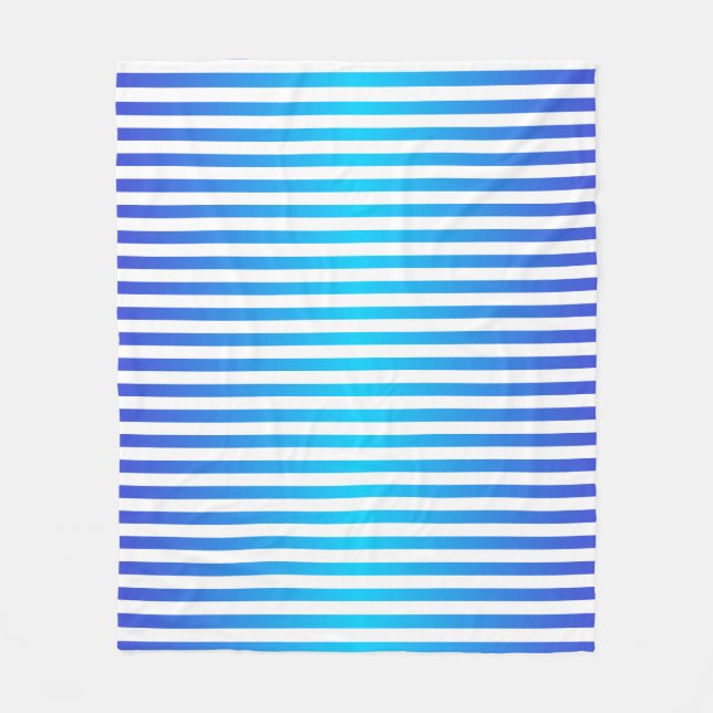 Modern Blau Türkis Ombre Streifen Fleecedecke (Vorderseite)