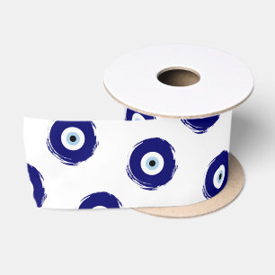Modern Blaues Böse-Auge-Symbol für Glück und Schut Satinband