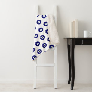 Modern Blaues Böse-Auge-Symbol für Glück und Schut Sherpadecke
