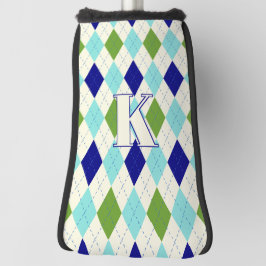 Modern-blaues und grünes Raute-Muster Modernes Mon Golf Headcover
