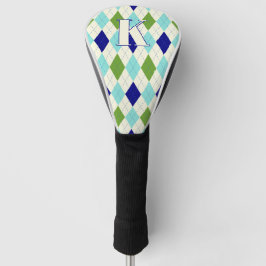 Modern-blaues und grünes Raute-Muster Modernes Mon Golf Headcover