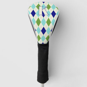 Modern-blaues und grünes Raute-Muster Modernes Mon Golf Headcover