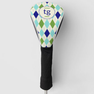 Modern-blaues und grünes Raute-Muster Modernes Mon Golf Headcover
