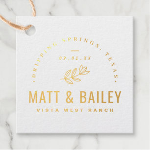 Modern Bloom Wedding Monogram Real Gold Foil Geschenkanhänger