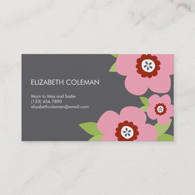 Modern Blooms MOMOME-Karte / Calling Card Telefonnummerkarte (Vorderseite)