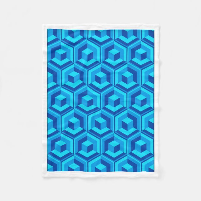 Modern Blue 3D Geometric Cube Pattern Baby Blanket Fleecedecke (Vorderseite)