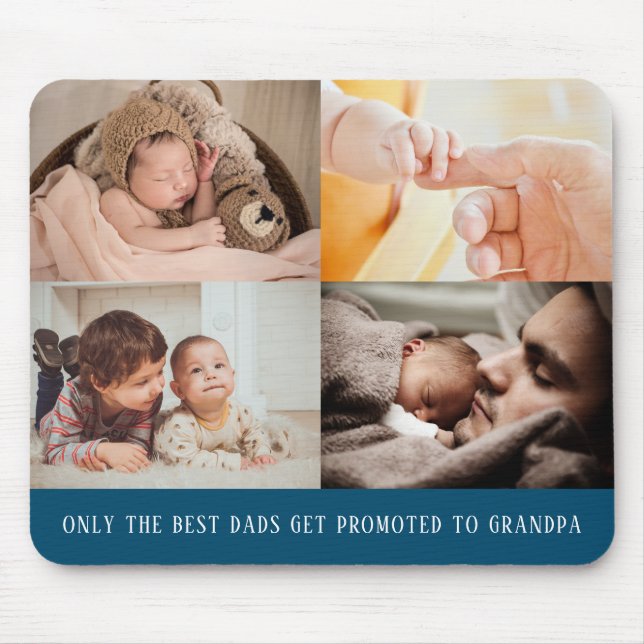 Modern Blue 4 Foto Collage für Opa Mousepad (Vorne)