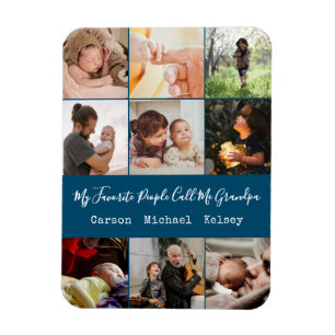 Modern Blue 9 Foto Collage für Opa Magnet