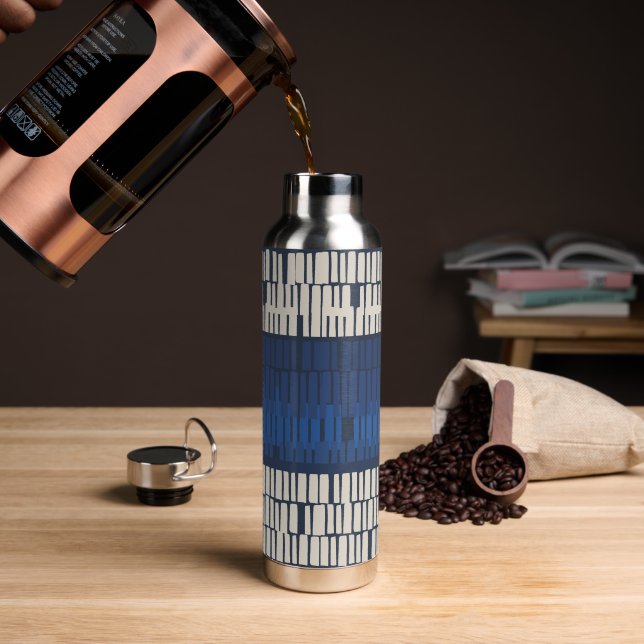 Modern Blue Abstract Geometric Wall Art Trinkflasche (Kaffee)
