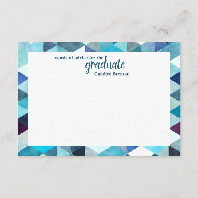 Modern Blue Abstrakt Pattern Word of Advice Cards Hinweiskarte (Vorderseite)