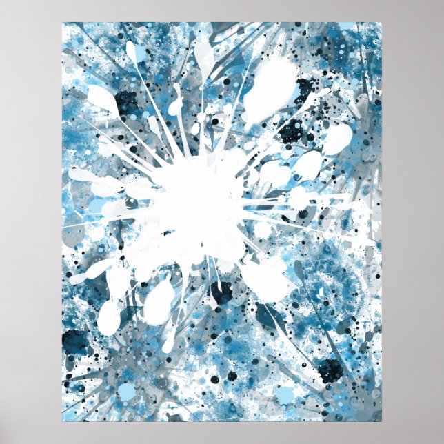 Modern Blue Abstrakt Poster (Vorne)